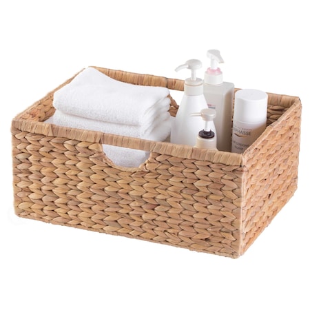 Foldable Natural Water Hyacinth Storage Bin, Medium